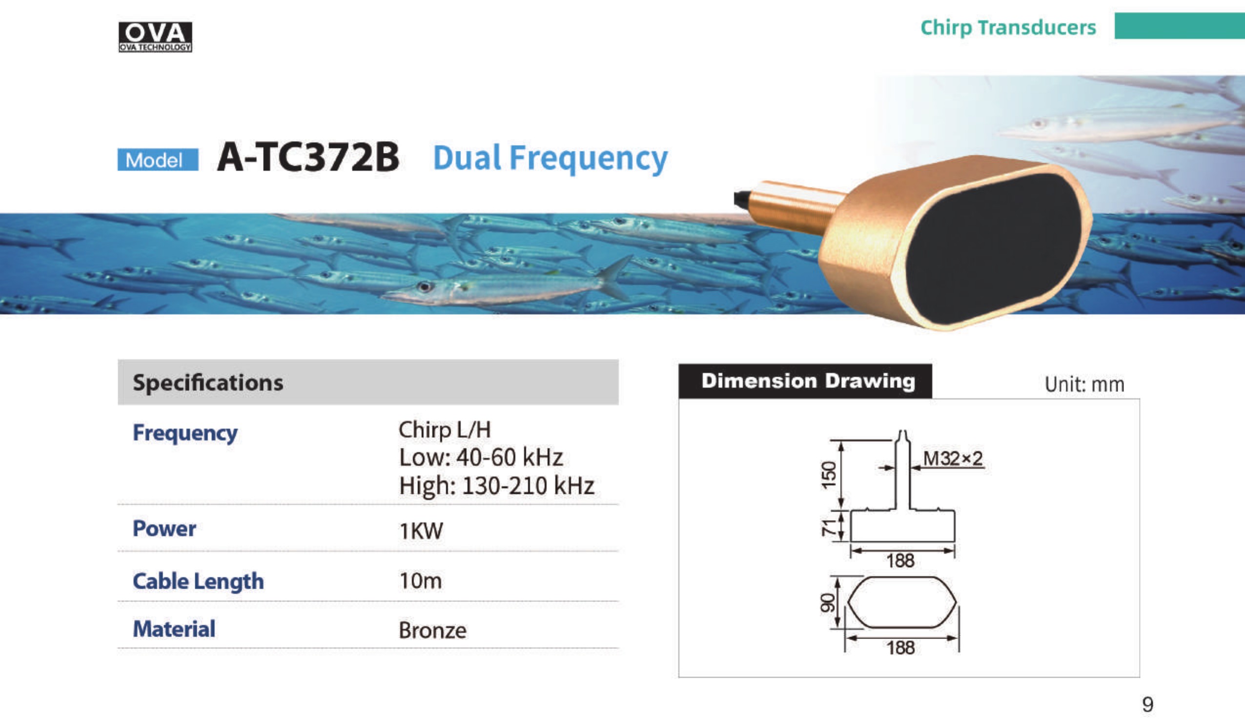 OVA transducer A-TD372B technical sheet