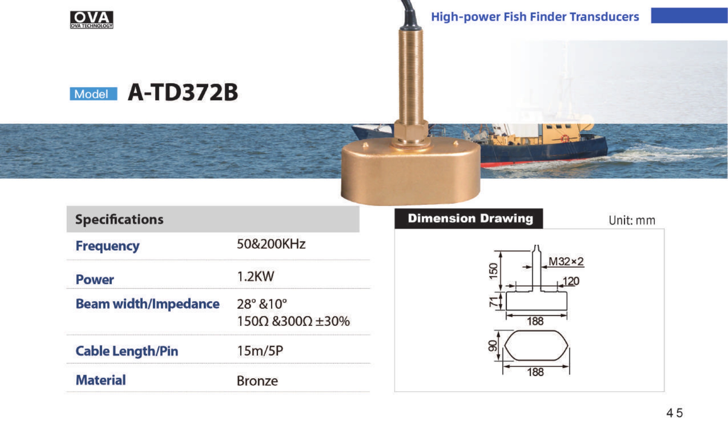 OVA transducer A-TD372B technical sheet